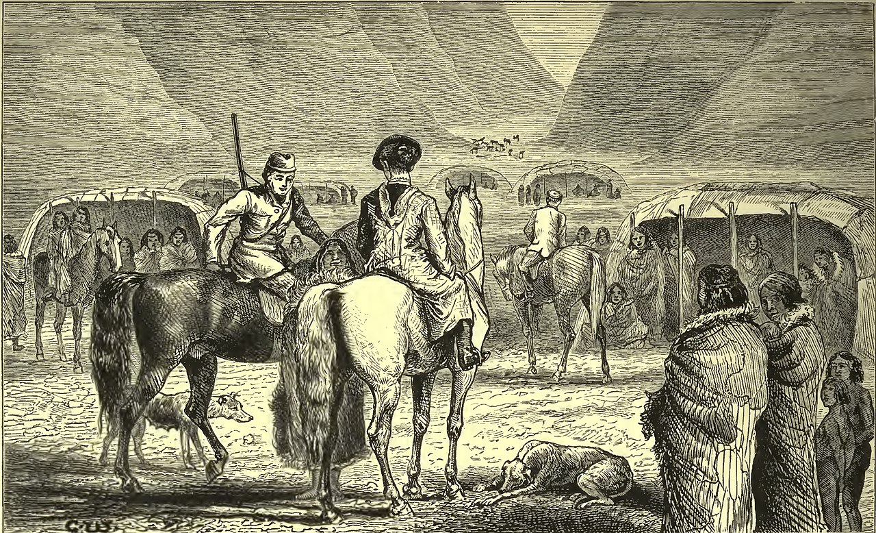 ‘Indian encampment’, illustration from Across Patagonia by Florence Dixie (1881).