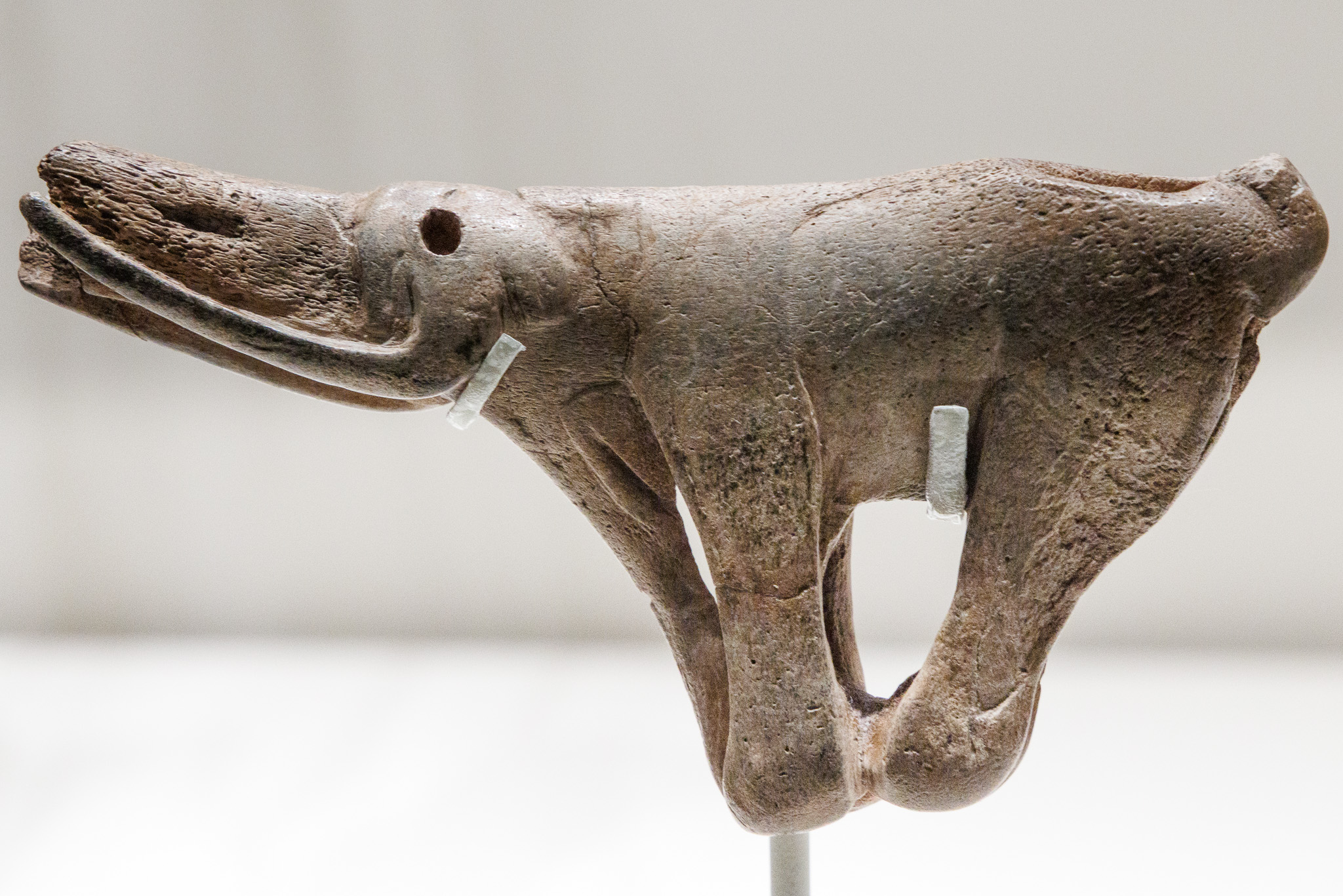 c.14,500-year-old spear thrower In the shape of a mammoth carved from a reindeer antler